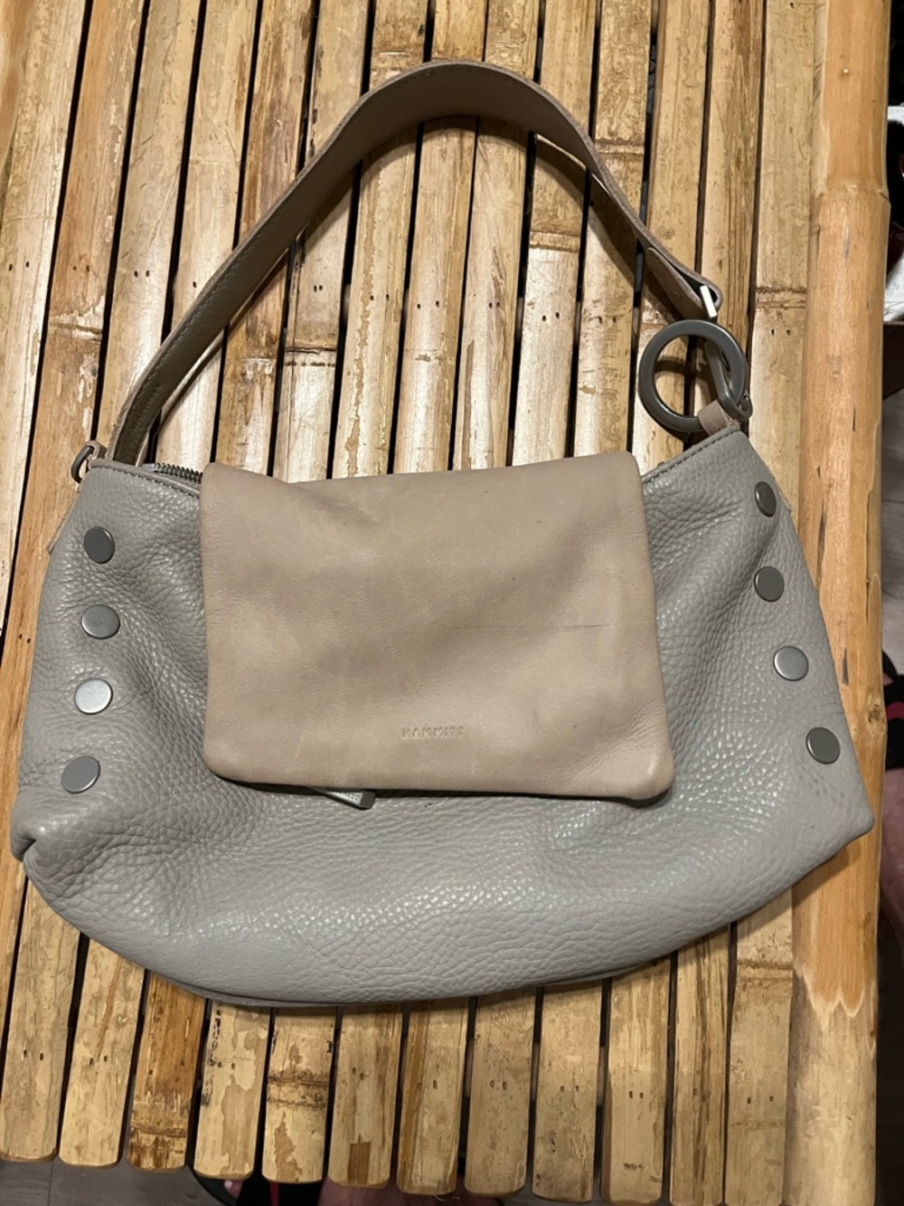 Hammitt Two-Tone Shoulder Bag in Taupe and Light Gray